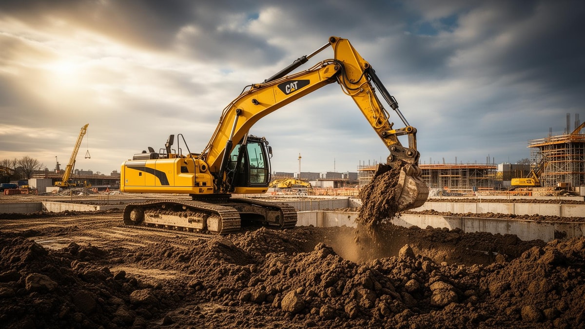 Bagr při zemních pracích