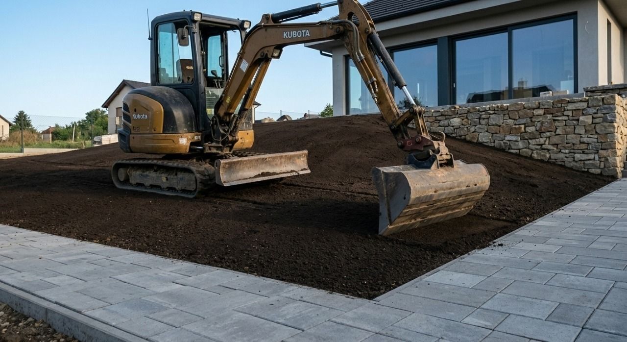 Přesné svahování a příprava na trávník