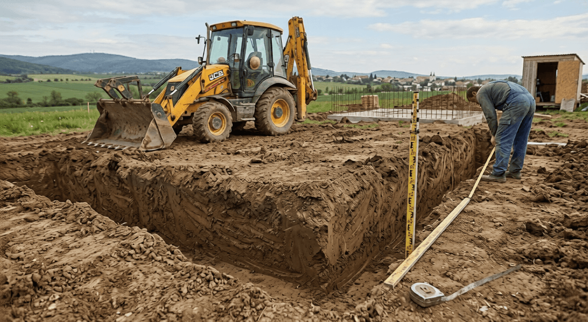 Detail čistého výkopu základů