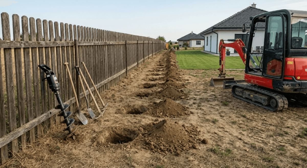 Hloubění děr pomocí bagru s vrtákem